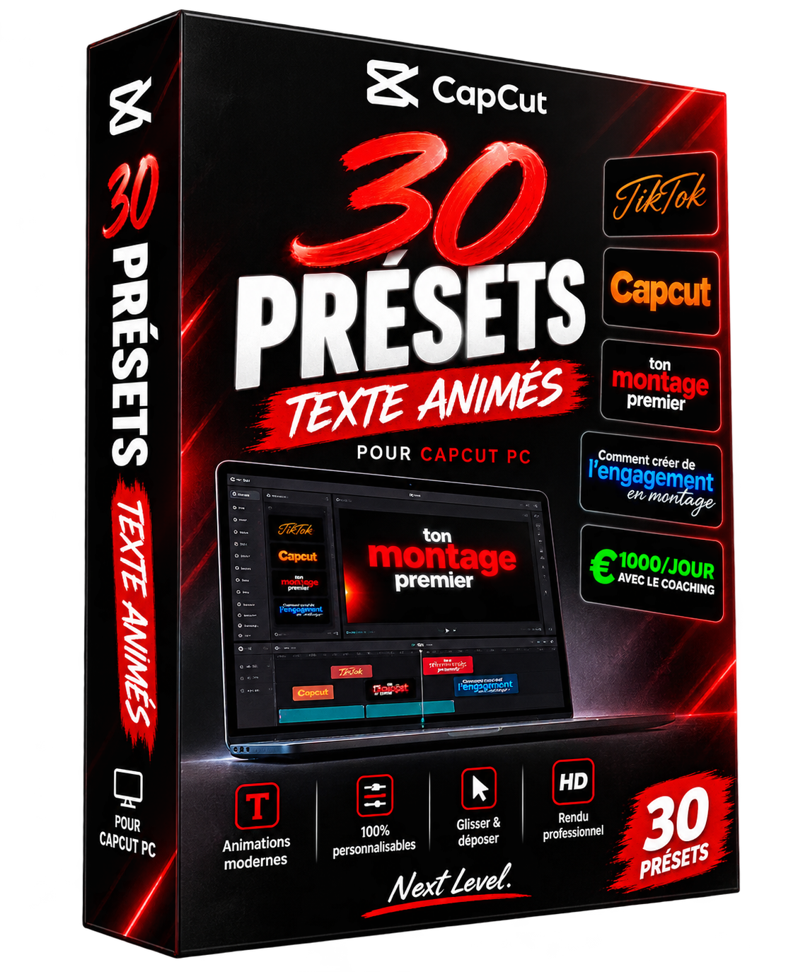 Pack Complet CapCut — Formation + 25 Presets de Texte